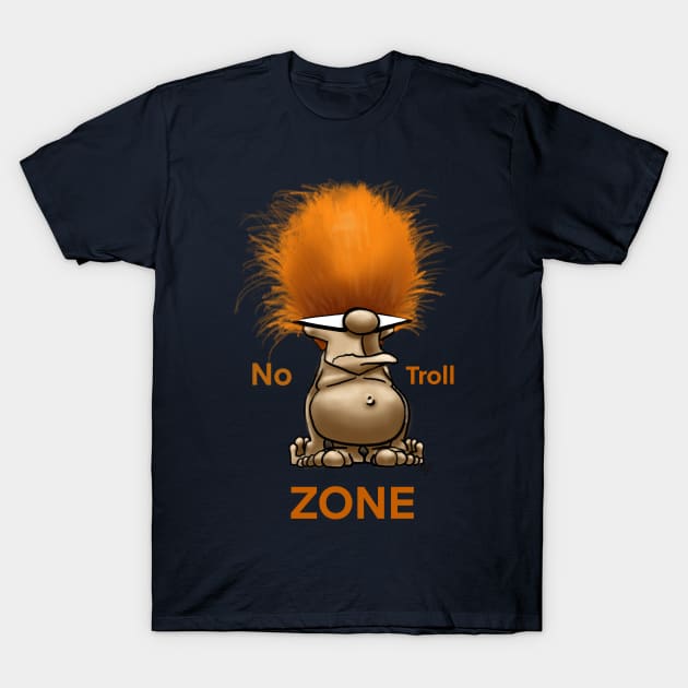 Funny Spectickles No Troll Zone Design T-Shirt by abbottcartoons